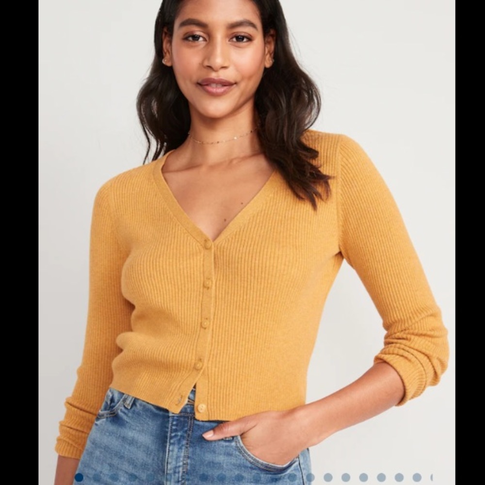 Old Navy Long-Sleeve Cropped Rib-Knit Cardigan Sweater